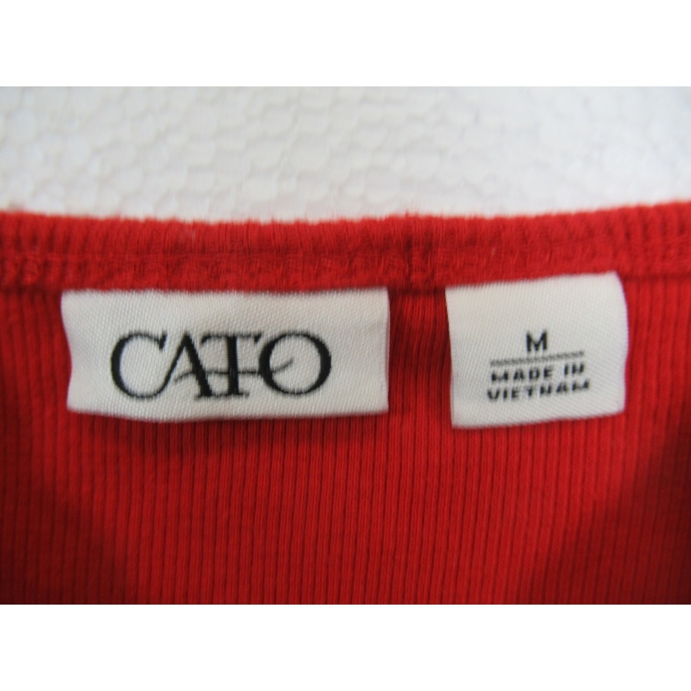 Cato Ribbed Beaded Camisole Tank Top Women Medium Red Lace Trim Adjustable Strap - Picture 3 of 5